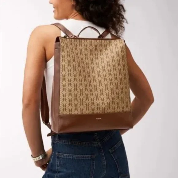 Fossil Elina Convertible Backpack Beige/Brown SHB2976268 brand new with tag - Picture 1 of 16